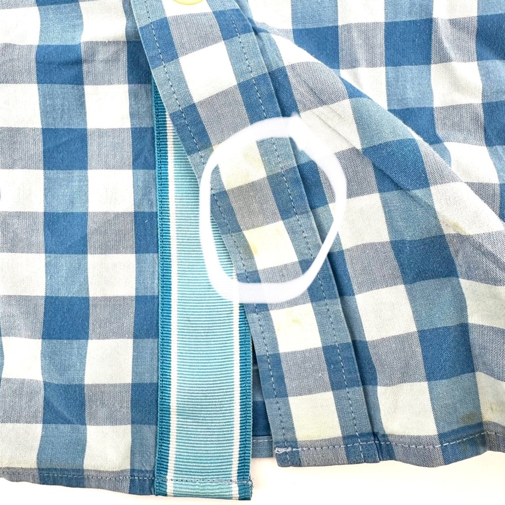 Banana Republic Mens XL Blue White Gingham Short SL Button Down Stretch‎ Shirts - Picture 2 of 16